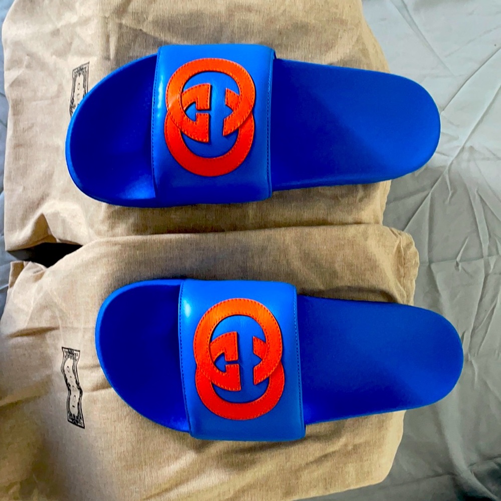 Gucci sandals blue/orange size 9